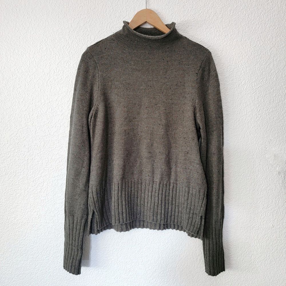 Madewell Olive Green Mockneck Wool Knit Sweater Long Cuffs Size Large
